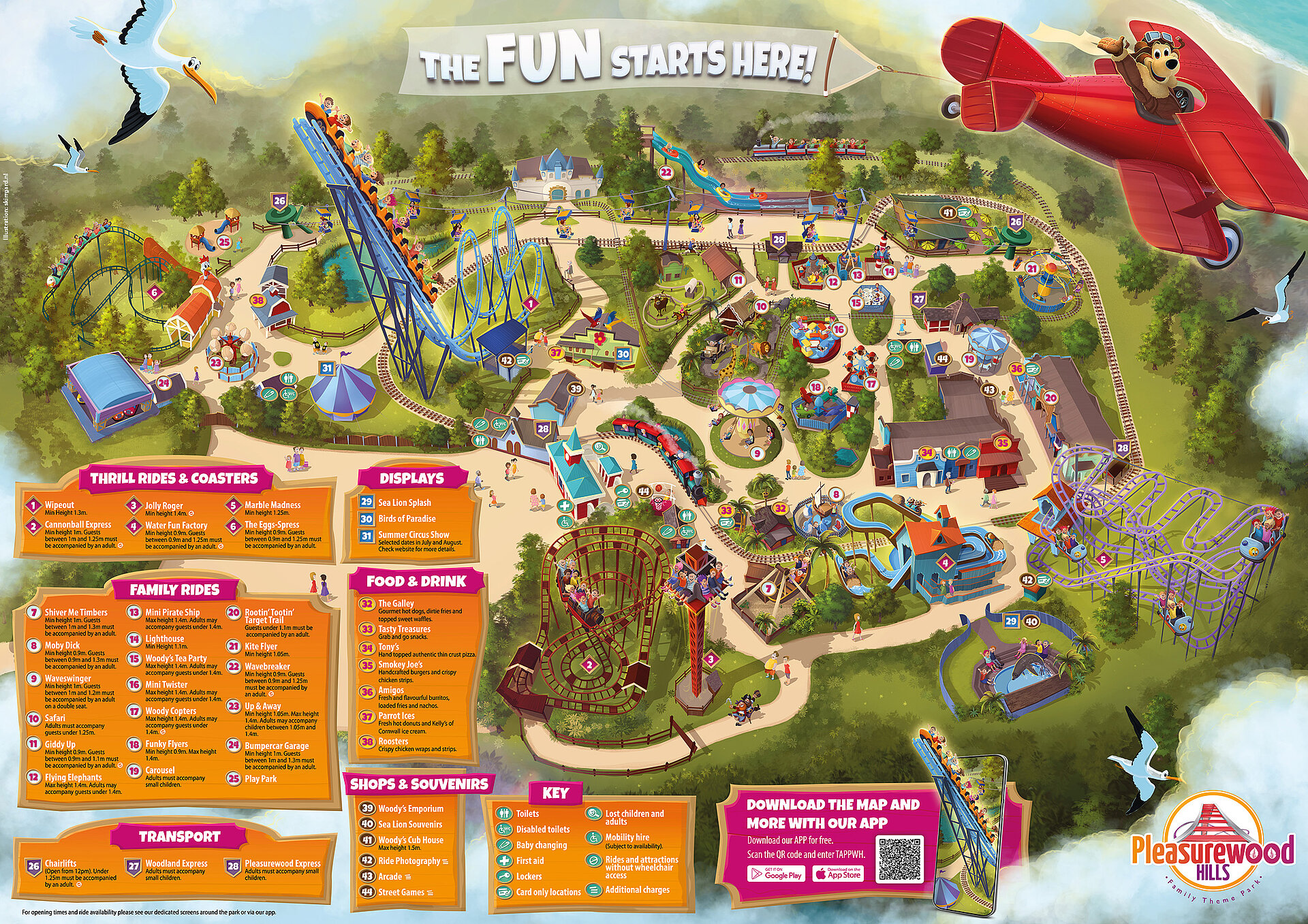Pleasurewood Hills Park Map Theme Park Pleasurewood Hills