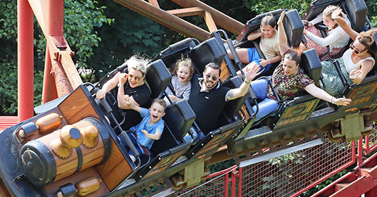 People on rollercoaster train
