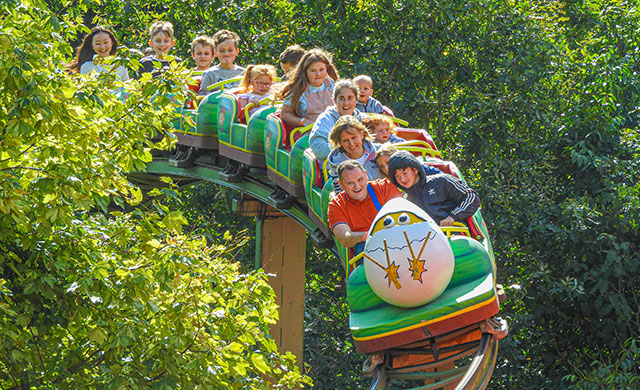 People on a rollercoaster