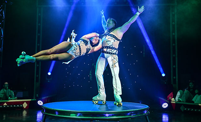 Circus performers on skates